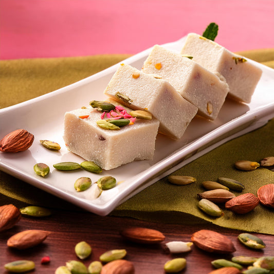 Rose Millet Kaju Barfi with Pumpkin Seeds